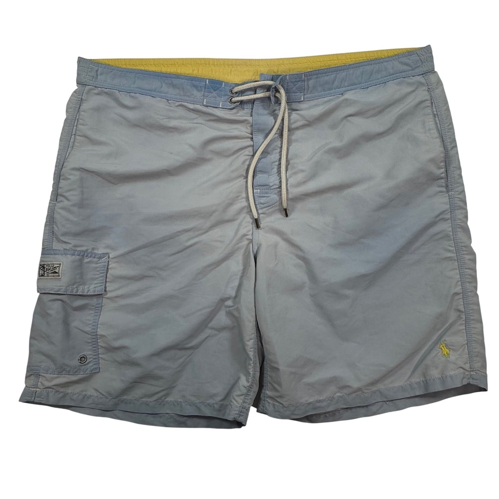 Polo Ralph Lauren Mens XXL Blue Cargo Swim Trunks Mesh Lined Board Shorts